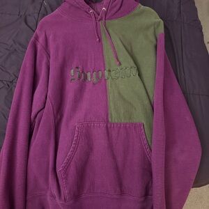Supreme Split Old English Plum Hooded Sweatshirt Size XL